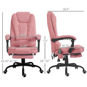 Sedia da Ufficio Direzionale Rosa con Funzione Massaggiante Reclinabile e Altezza Regolabile - Product Image 3