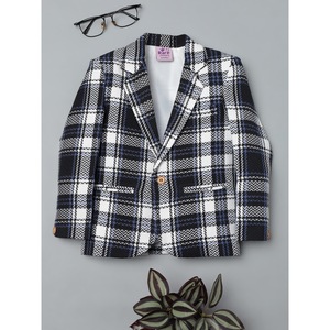เสื้อเบลเซอร์ลายสก๊อตสำหรับเด็กผู้ชายสีดำและสีขาว - Product Image 4