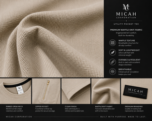 Nueva Camiseta de Hombre de la Marca Micah Corporation 2026, Color Beige Texturizado, con Bolsillo con Cierre, Manga Corta, 100% Algodón Jersey, Secado Rápido - Product Image 5
