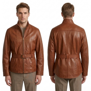 Custom <b>Royal</b> <b>Blue</b> PU Leather Bomber <b>Jacket</b> for <b>Men</b> with Solid Color Finish and Modern Casual Profile - Product Image 3