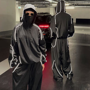 Veste de survêtement unisexe légère, écologique, respirante, imperméable, coupe-vent, à capuche, manches longues, couleur unie, décontractée, avec fermeture éclair latérale - Product Image 1
