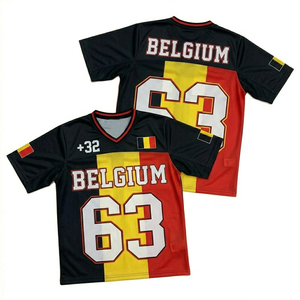 Camiseta de Fútbol de Bélgica Unisex Blanca y Azul, 100% Poliéster, Malla Transpirable, Manga Corta, Cuello en V, para Verano - Product Image 1