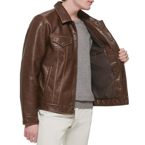 2026 High Quality <b>Men</b> Genuine <b>Leather</b> <b>Jacket</b> Custom Logo Eco-Friendly Solid Color Lather <b>Jacket</b> Available For Sale - Product Image 4