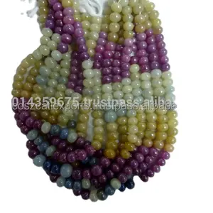 Beads Wholesale Natural Multi Sapphire Smooth Faceted Rondelle Shape Loose Jewelry Making Beads