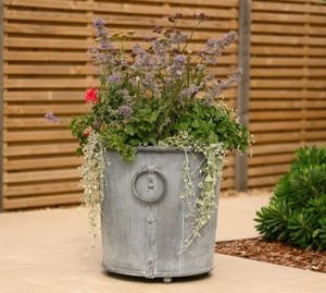 Heavy Duty <b>Large</b> Size Galvanized Copper Outdoor Garden Decorative <b>Plants</b> Care <b>Large</b> Planters Set of 3 - Product Image 2