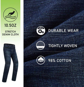 Jeans de moto pour homme avec poches pour protections CE, bleu foncé, respirant, denim délavé, pour la conduite, l'aventure et le tourisme - Product Image 5