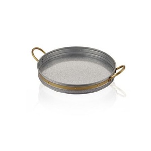 Top Selling Galvanized Metal <b>Nesting</b> Serving Trays With Golden Brass Handles Farmhouse Decorative Trays Home Decor - Product Image 1