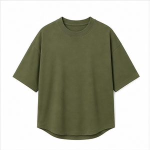 T-shirt à manches courtes et col rond pour homme, en coton modal vert mousse, surdimensionné, personnalisé, MTS-OVR-0020 - Product Image 1