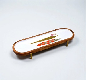 Bandeja de servir de madera Rustiv con diseño de rayas de resina, personalizada para vajilla, regalo de Ramadán y Navidad al mejor precio. - Product Image 5