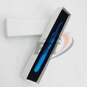 Pinzas de pestañas de acero inoxidable con aislamiento de Plasma azul profesional, extensión de pestañas sostenible, herramienta de volumen curvo, Punta puntiaguda - Product Image 4