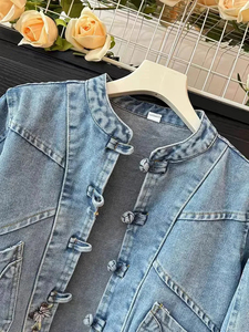 2026 Women Denim Jacket Autumn Winter Short Jean <b>Coat</b> Casual Blue Vintage Outerwear Fashion Button <b>Tops</b> Washed 100% Cotton - Product Image 4