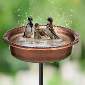 Round <b>Copper</b> Bird Bath with Metal Stake Hand forged pure <b>copper</b> bird bowl and wild bird Bath with iron stand <b>Copper</b> <b>Birdbath</b> - Product Image 2
