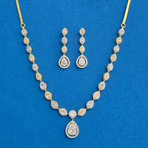 Artificial Jewellery Wholesalers in India Classic Brass Zircon Delicate Charm Necklace with 2 Tone Plating Model 439658 - Product Image 4