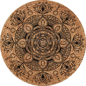 Alfombra de yute ecológica impresa a mano de India, alfombra trenzada tejida de diseño personalizado, alfombra redonda Natural para exteriores para viajes - Product Image 1