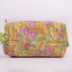 Sac de maquillage matelassé en coton écologique de qualité supérieure, pour femmes, voyage, portable, lavable, avec fermeture éclair, grand format - Product Image 3
