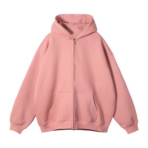 Sudadera con capucha y cremallera completa de algodón grueso extragrande unisex, lisa, azul claro - Product Image 2