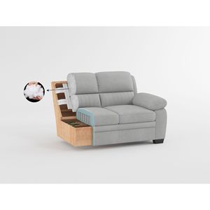 Moderna Poltrona da Soggiorno in Tessuto Blu Texturizzato con Seduta Imbottita e Trapuntatura a Canali, Struttura in Legno Massello - Product Image 1