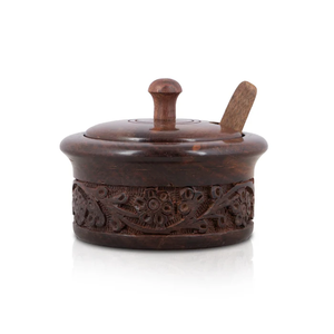 Classic Wood Sugar Pot Minimalist Designer Surface Wood Sugar Container Crafts Wholesale Price - Product Image 4