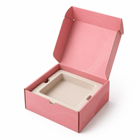 Boîte d'expédition rose personnalisée avec insert en velours, emballage cadeau de luxe en carton ondulé pour vêtements, cosmétiques, e-commerce
