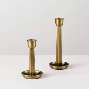 Luxury design gold plated <b>brass</b> candle holder set taper <b>candlestick</b> holder decorative candle stand table decor customization - Product Image 1
