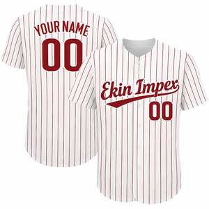 <b>Hot</b> Sale Custom Sublimated Stitched Baseball Design Blank BaseballJersey <b>Red</b> Custom Stripe Casual Baseball Jersey - Product Image 1