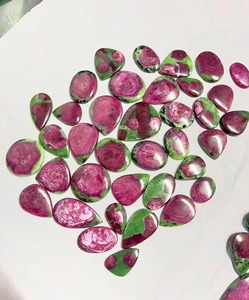 Cabujón de Zoisita Rubí Natural, Gema Suelta de Formas Mixtas, Corte Pera, Rosa Verde, Piedra Anyolita para Fabricación de Joyas, Venta al por Mayor a Granel - Product Image 3