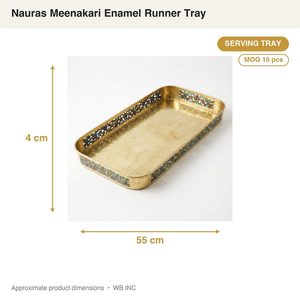Bandeja de Servir de Latón Hecha a Mano de 55 cm, Estilo Art Deco, con Patrón de Plantas Esmaltadas en Cinco Colores, para Uso en el Hogar y Hoteles - Product Image 4