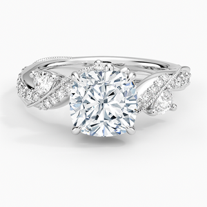 Anillo de compromiso y boda solitario BOJ 4 con corte de cojín, plata 925, piedra lateral de paz engastada con puntas, certificado GRA, 2ct, color D, VVS1 - Product Image 1