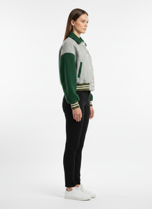 Premium Quality Women's Varsity Baseball <b>Jacket</b> Sheep Skin Crop Slim Fit Custom Logo Embroidery <b>Sequins</b> Cotton Blend Custom - Product Image 3