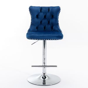 <b>Adjustable</b> Seat Height 25-33 Inch Swivel Velvet Barstools with Comfortable Tufted Backs Chrome Base Home <b>Bar</b> <b>Stools</b> - Product Image 2
