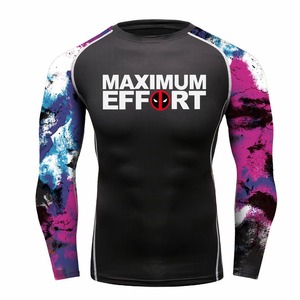 <b>Custom</b> Logo Factory Made <b>Compression</b> <b>Shirt</b> Long Sleeve Plain Fitness Rash Guard <b>Custom</b> <b>Design</b> 100% Polyester Rash Guard For Men - Product Image 2