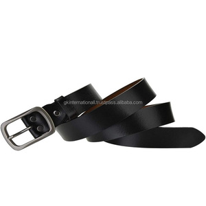 Ceinture de luxe décontractée pour hommes en cuir véritable personnalisée en usine cuir noir grain supérieur avec boucle réglable - Product Image 3