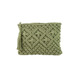 Handmade Bag for Women Stylish <b>Green</b> Cotton Rope Hand Woven Shoulder Sling Bag with Zipper Closure Casual Beach Travel <b>Purse</b> - Product Image 4