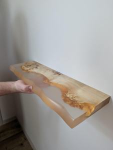 White Pearl Epoxy Floating Rectangle <b>Console</b> <b>Table</b> Live Edge Wood Resin Handmade Modern Luxury Floor Mount Eco-Friendly - Product Image 2