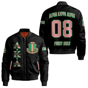 Blouson Bomber Léger d'Hiver Noir Rose Vert Crest 08 – Élégant, Unisexe, Décontracté, Fermeture Éclair Avant, Coupe-Vent en Polyester - Product Image 1