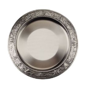Elegant Stainless Steel Silver Charger Plate Hammered Rim <b>Dinner</b> Plate Metal Serving <b>Tray</b> for Hotel Restaurant Tableware Decor - Product Image 6