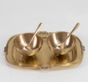 ชุดชามเสิร์ฟลายต้นปาล์มทำจากเหล็กและทองเหลือง สำหรับใช้ในช่วงรอมฎอนและงานเฉลิมฉลองอย่างมีสไตล์ - Product Image 3