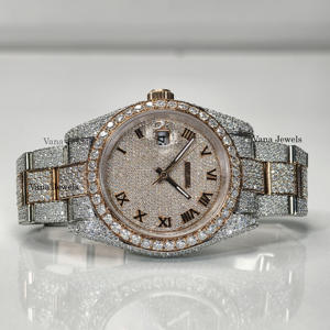 Reloj de Lujo para Hombre, Estilo Hip Hop, de Acero Inoxidable con Moissanita de Dos Tonos, Diamantes, Análogo Automático, con Números Romanos - Product Image 5