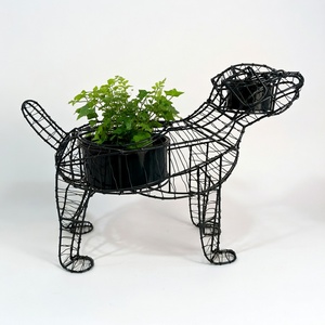 Maceta Rústica de Alambre de Hierro Galvanizado con Recubrimiento de Polvo Negro, Tejida a Mano, con Maceta Interior Extraíble para Jardín, para Perros, Cachorros y Animales - Product Image 5