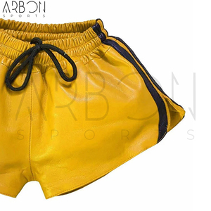 Shorts en cuir véritable jaune de qualité supérieure, élégants, personnalisables avec votre propre logo, nouvelle collection, par un fournisseur de confiance. - Product Image 6