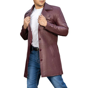 Manteau en cuir confortable pour homme, élégant, matière douce, écologique, respirant, longueur longue, pour tous les jours - Product Image 6