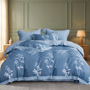 Ensemble de housse de couette en coton rayé 3 pièces, tissage classique, lavable, literie pour la maison - Product Image 5