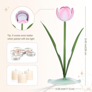Support de bougie chauffe-plat en forme de tulipe, résistant à la chaleur, pour décoration intérieure - Product Image 2