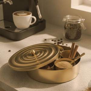 Boîte à épices multifonctionnelle en laiton très demandée avec couvercle en verre, ensemble de boîtes à épices pour cuisine de la marque K Golden Brass - Product Image 2