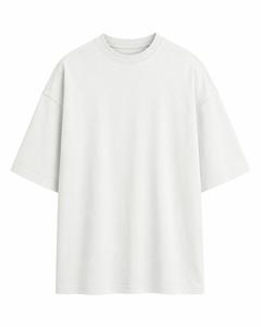 T-shirt décontracté pour homme, coupe oversize, col rond, manches classiques, 100 % coton jersey tricoté, blanc uni, design vierge, écologique, vente en gros - Product Image 1