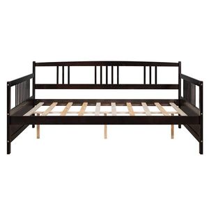 Espresso Full-Size Daybed with Support Legs Comfortable Sofa Bed - Product Image 4