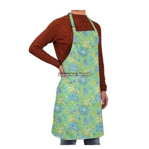 High Quality Custom Design <b>Kitchen</b> <b>Apron</b> Block Printed Cotton Fabric With Vegetable Dye Leaves Pattern Waist Type - Product Image 2