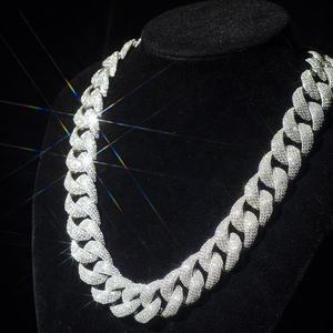 Collar de esqueleto Hiphop con cadena de eslabones de moissanita redonda certificada CMA, de plata de ley 925 chapada en rodio, unisex, joyería pesada para fiestas - Product Image 1
