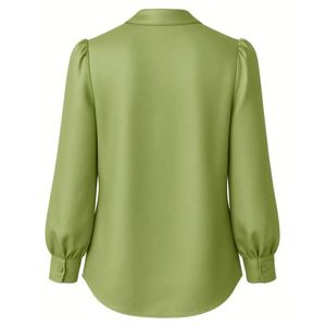 Blusa con Lazo AKA para Mujer, Verde, Manga Larga, Cuello con Lazo, Elegante, para Oficina, Ropa de Hermandad Griega, Camisa de Chifón con Estilo - Product Image 2