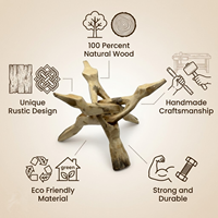 Tabouret rustique en bois naturel fait main sur trépied |   Support de présentation décoratif en bois massif pour la décoration intérieure